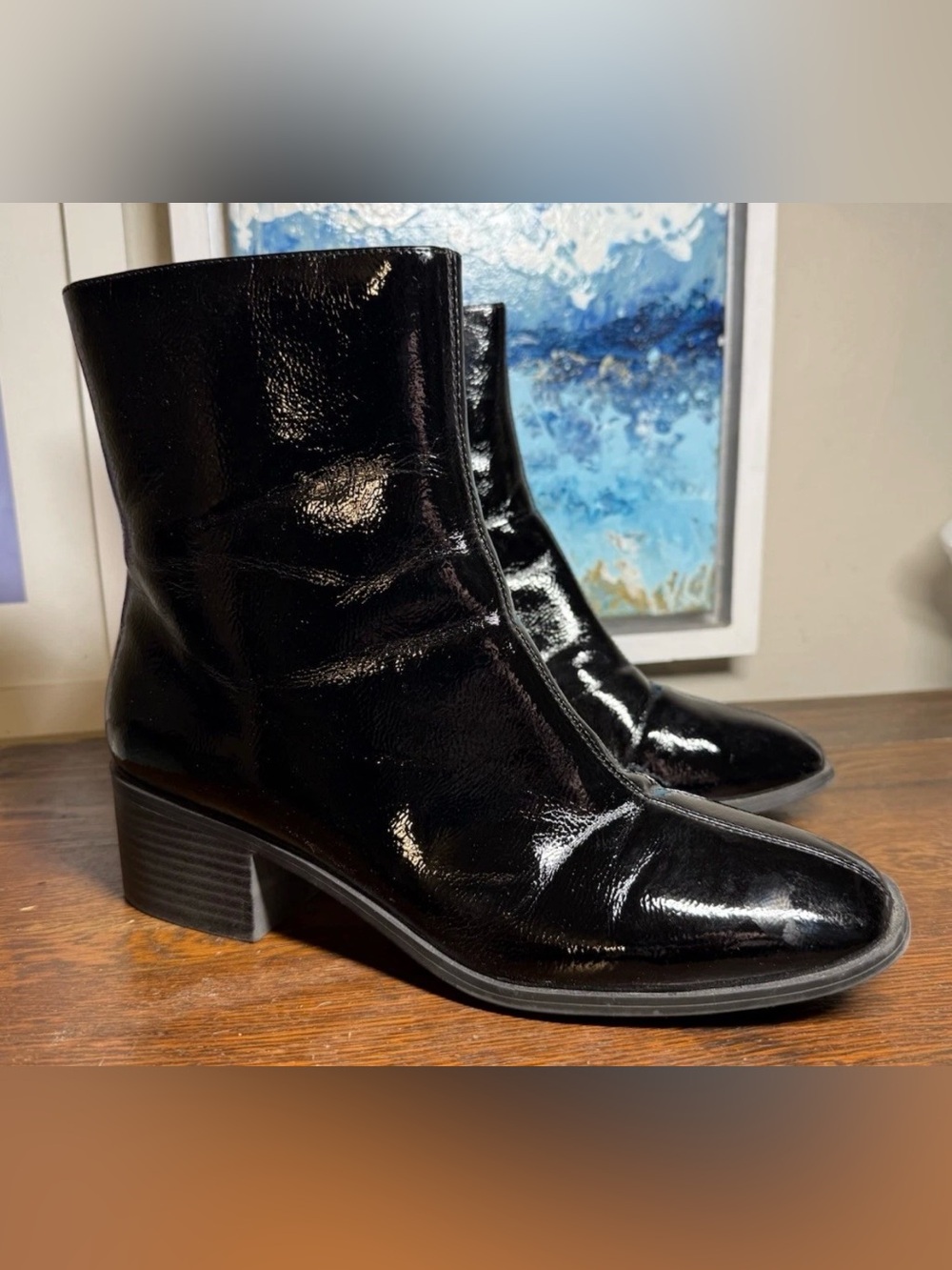 Vintage Worthington “Noya” Women’s Black Patent Leather Ankle Boots - Picture 3 of 15